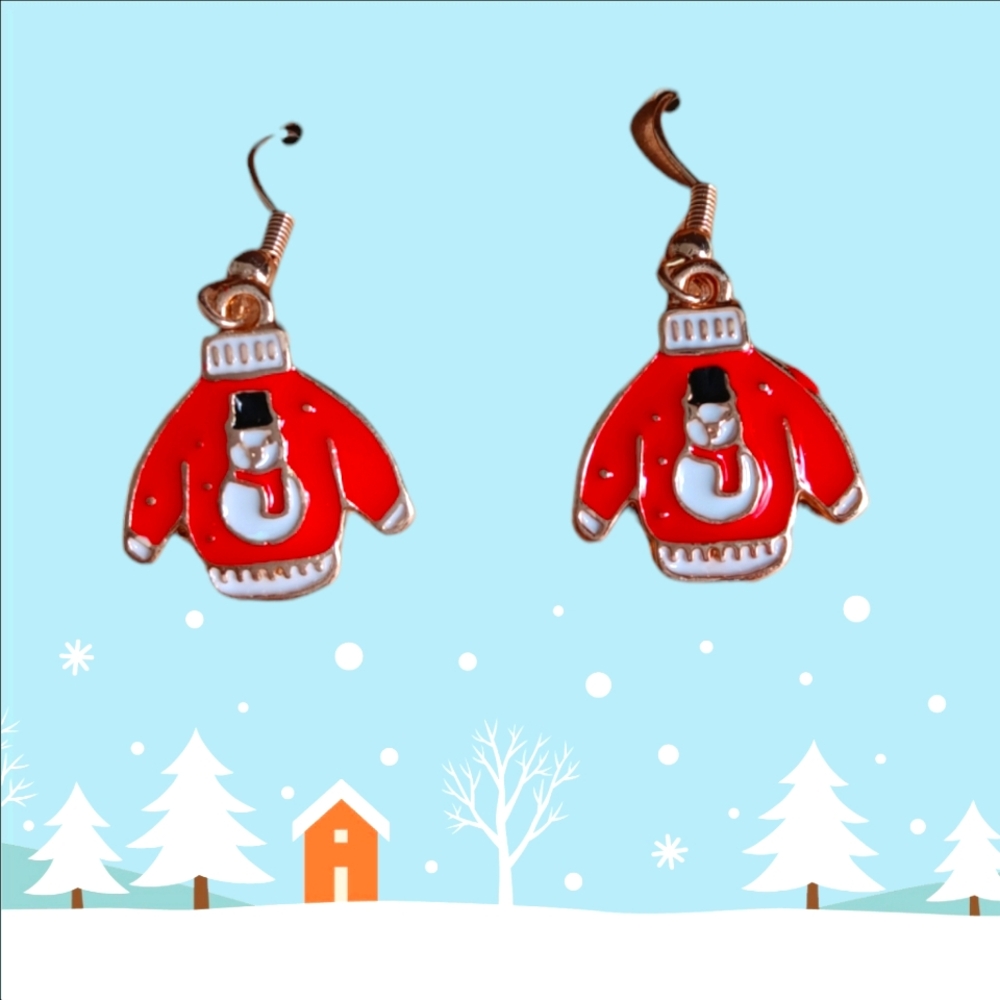 Ugly Christmas Sweater Snowman Earrings